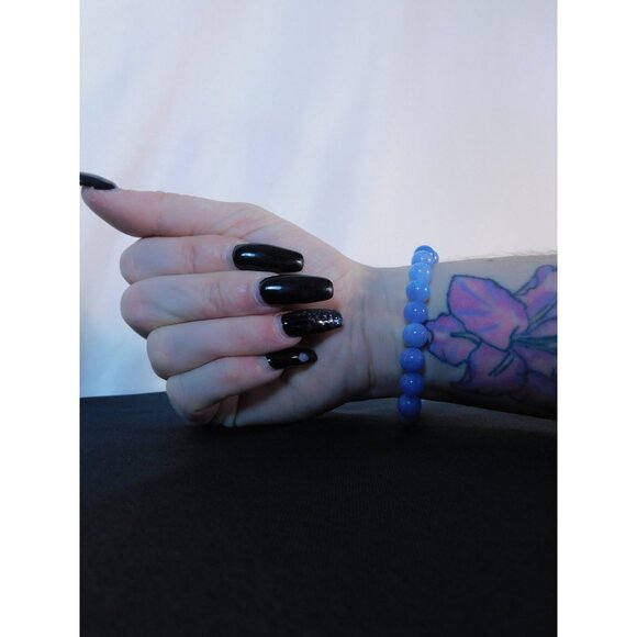 Aquamarine Bead Bracelet Stretch Calming Stone Meditation Cleansing Serenity Yog - Picture 10 of 12